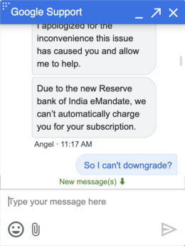 Google One Support Chat