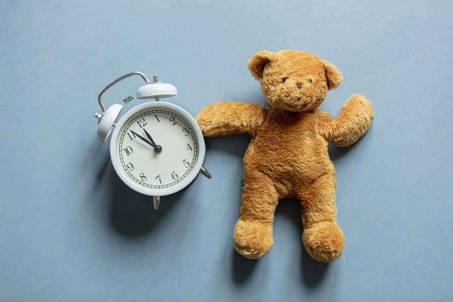 Vintage Alarm Clock with Teddy Bear