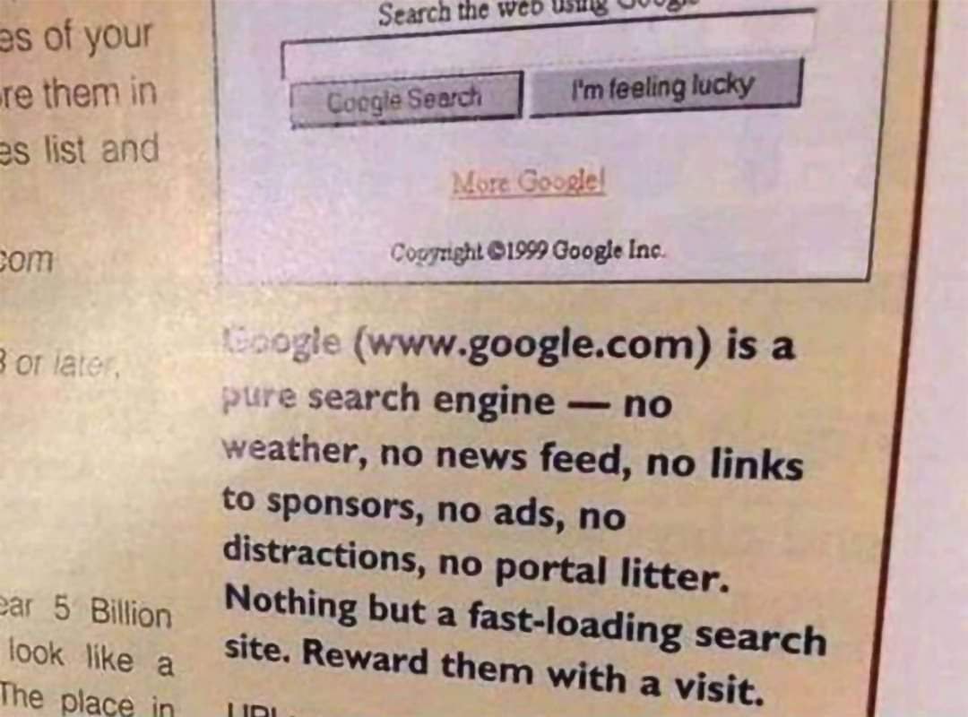 Google’s Newspaper Ad from 1999